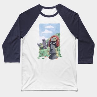 Chilling Moai Baseball T-Shirt